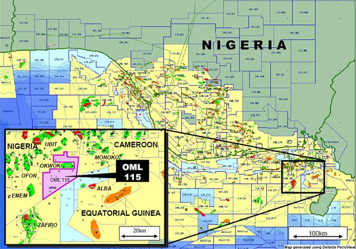 OERL Offshore - OML 115 Map